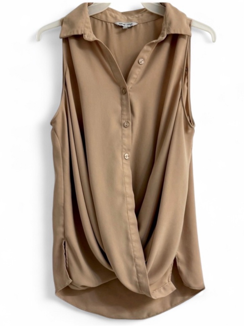 Naked Zebra Tan Sleeveless Blouse Size Small
